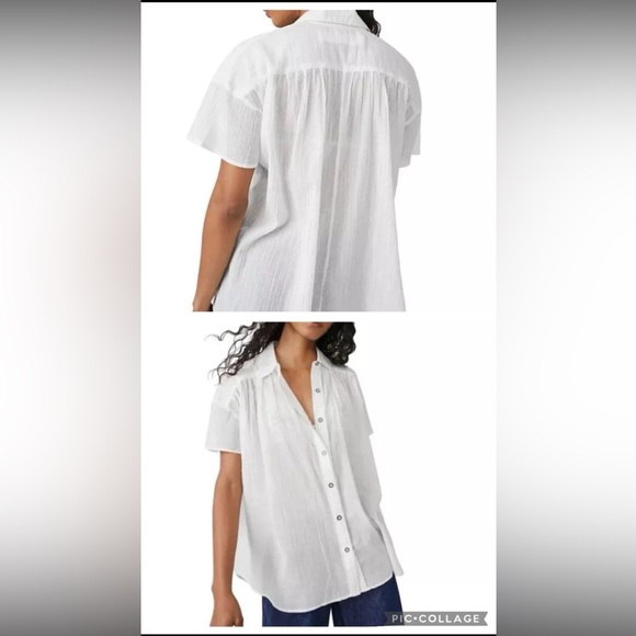 NWT We The Free People Float Away Shirt Size XS-Optic White Oversize Button Up - Picture 2 of 11